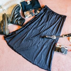 Black Vintage Slip Skirt with Lace Detail